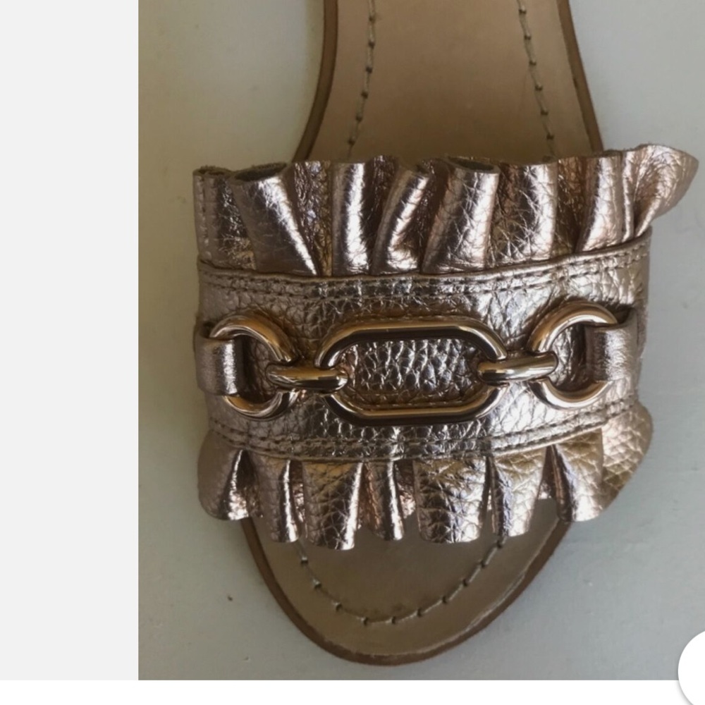 KATE SPADE NEW YORK BEAU FLATS ROSE GOLD METALLIC LEATHER SLIDE SIZE 7.5M - Picture 11 of 11